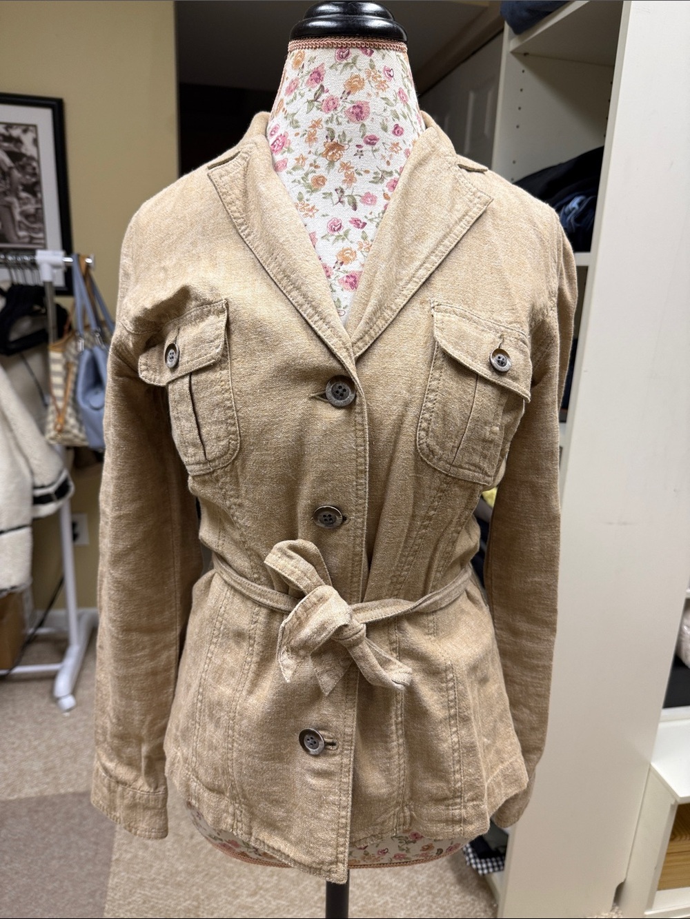 Chico's Khaki/Tan Belted Utility Jacket
